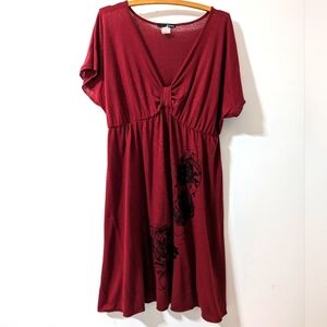 Espresso Red Dress Black Floral Size 3X